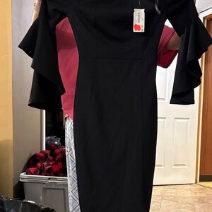 Elegant Black Dress with Flared Sleeves